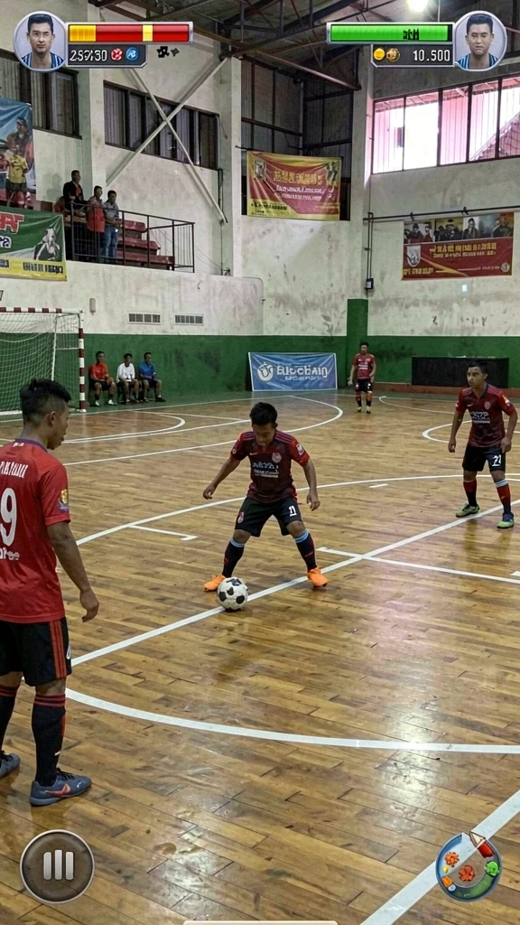 rr44 - Screenshot menunjukkan karakter utama dalam aksi menggenggam senjata.